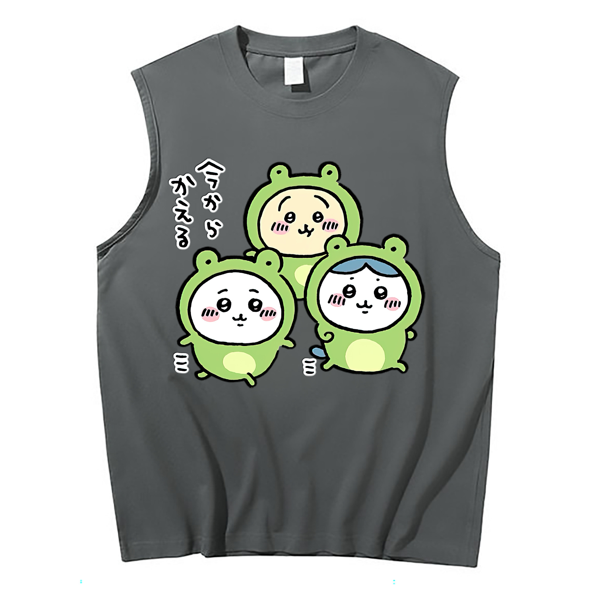 （画像用） ちいかわ ハチワレ Chii-kawa hachiware コットン100％タンクトップ（フロントプリント）